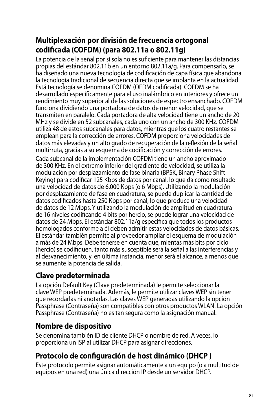 Clave predeterminada, Nombre de dispositivo | Asus USB-AC50 User Manual | Page 21 / 36