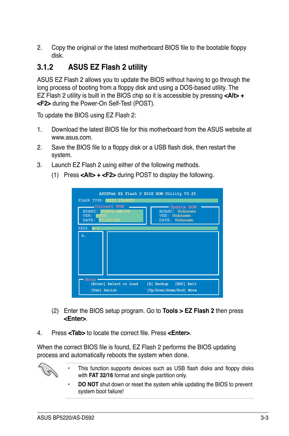 2 asus ez flash 2 utility, Asus ez flash 2 utility -3 | Asus BP5220 User Manual | Page 39 / 74