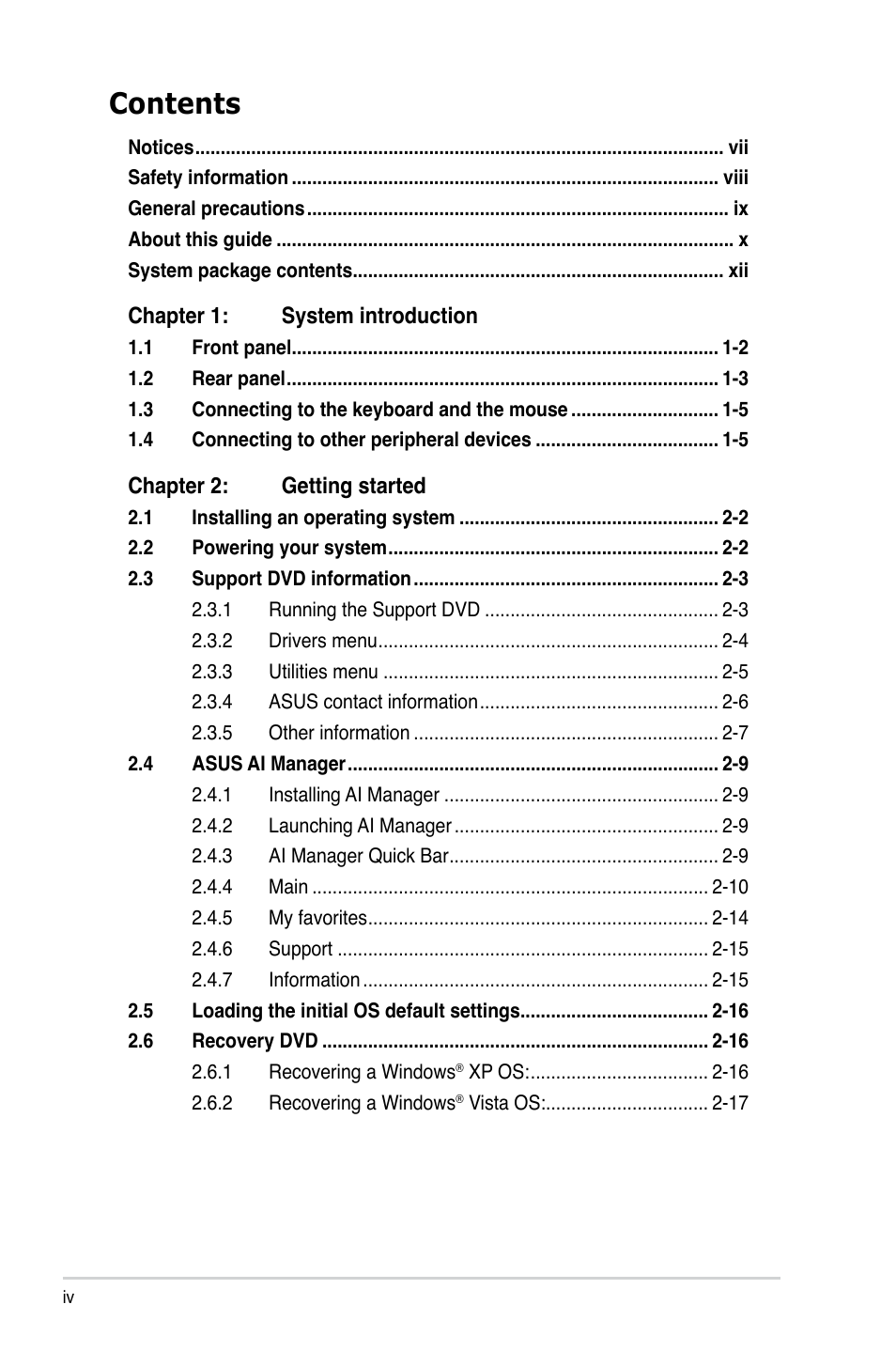 Asus BP5220 User Manual | Page 4 / 74