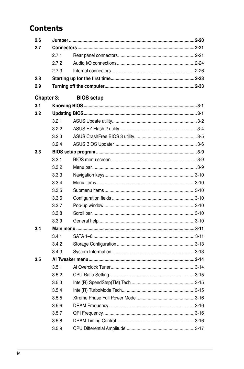 Asus P7H55D-M PRO User Manual | Page 4 / 104