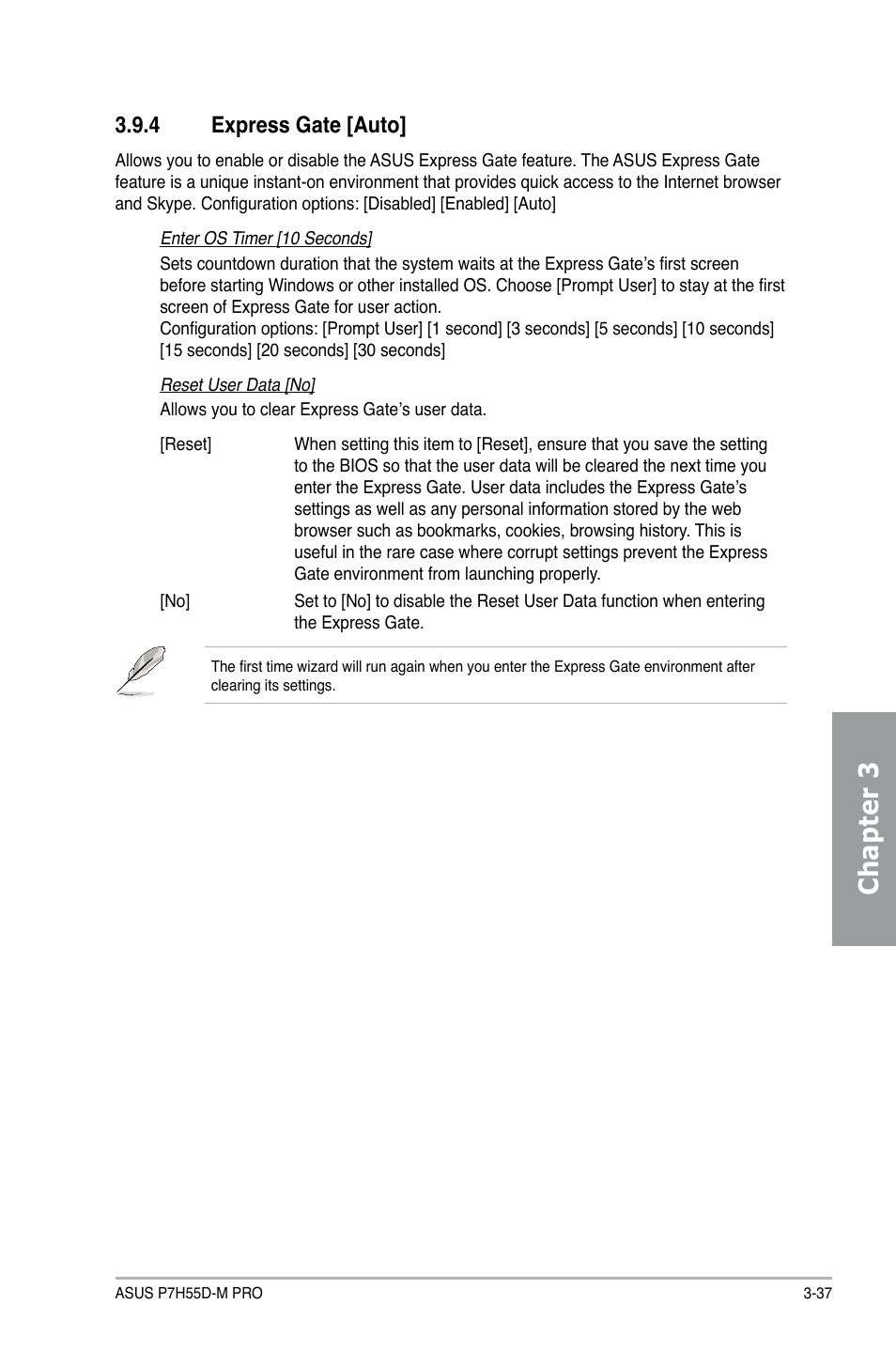 4 express gate [auto, Express gate [auto] -37, Chapter 3 | Asus P7H55D-M PRO User Manual | Page 91 / 104