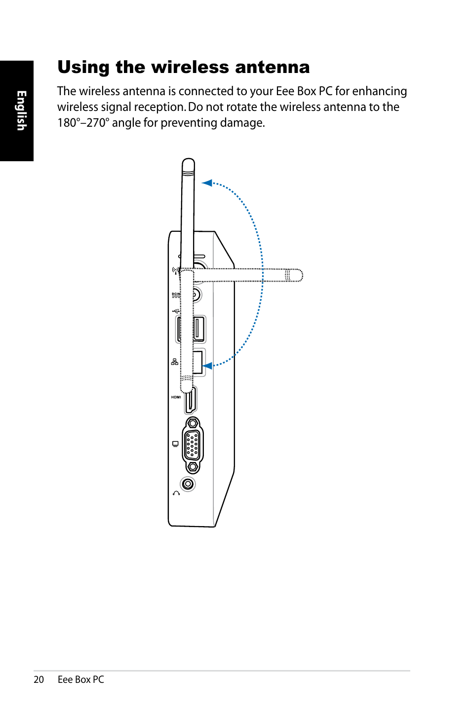 Using the wireless antenna | Asus EB1012 User Manual | Page 22 / 130