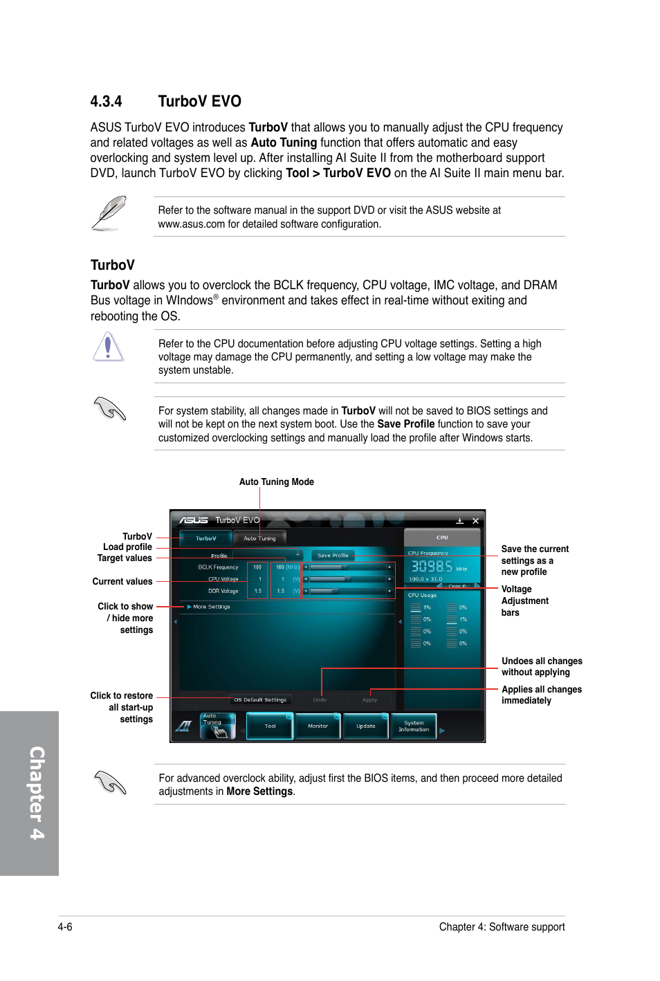 Chapter 4, 4 turbov evo, Turbov | Asus P6X58-E PRO User Manual | Page 106 / 130