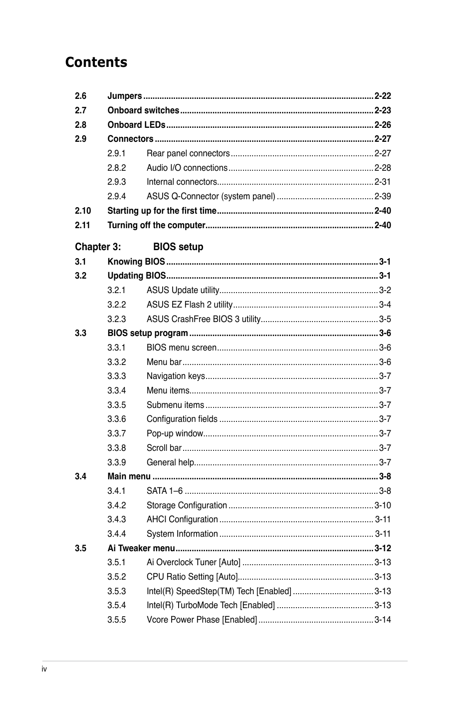 Asus P6X58-E PRO User Manual | Page 4 / 130