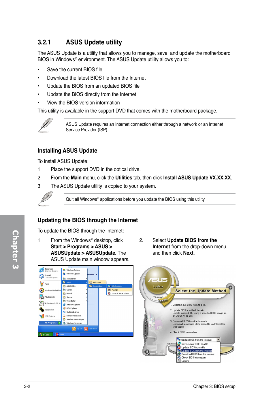 Chapter 3, 1 asus update utility | Asus P6X58-E PRO User Manual | Page 62 / 130