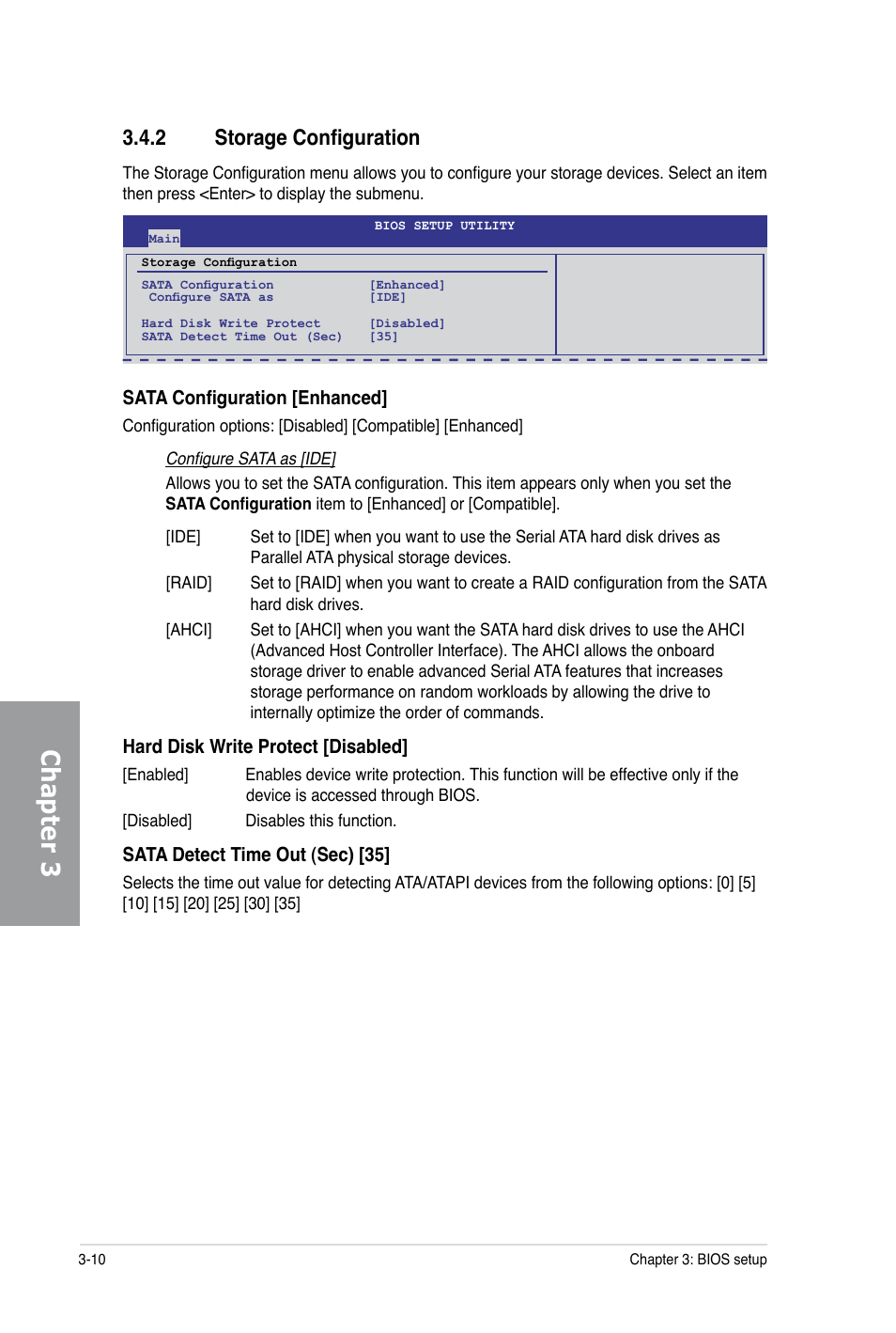 Chapter 3, 2 storage configuration | Asus P6X58-E PRO User Manual | Page 70 / 130