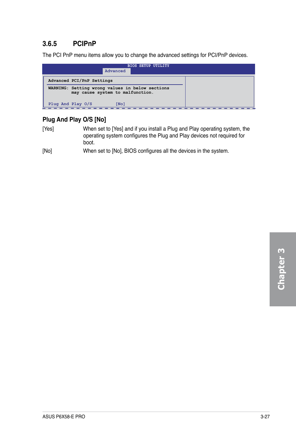 Chapter 3, 5 pcipnp | Asus P6X58-E PRO User Manual | Page 87 / 130