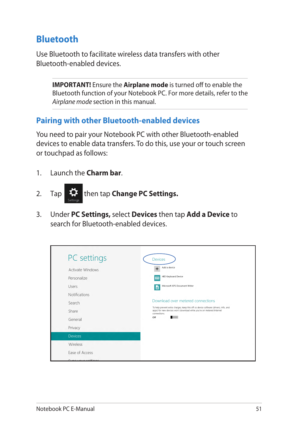 Bluetooth | Asus X202E User Manual | Page 51 / 102