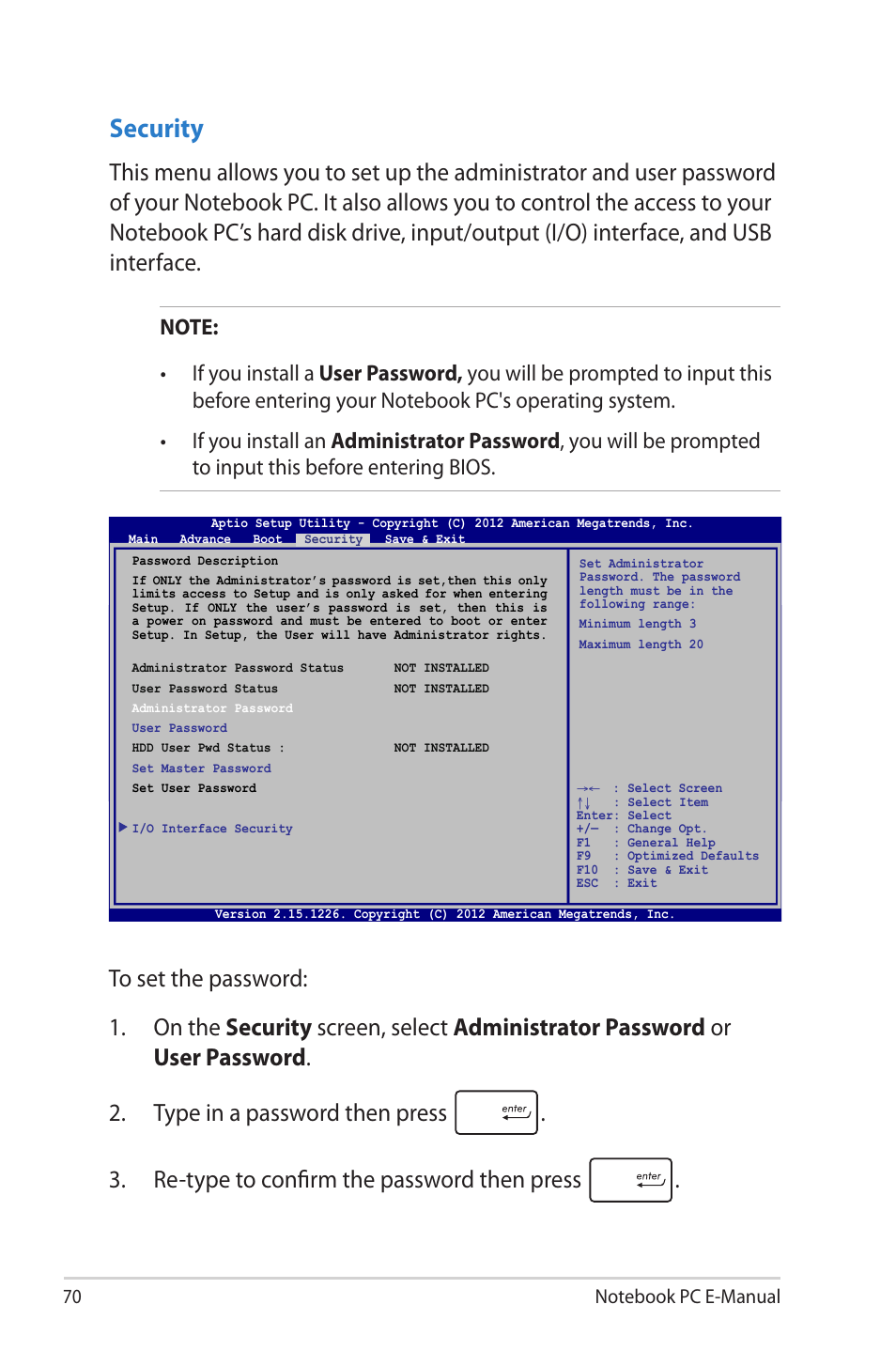 Security | Asus X202E User Manual | Page 70 / 102