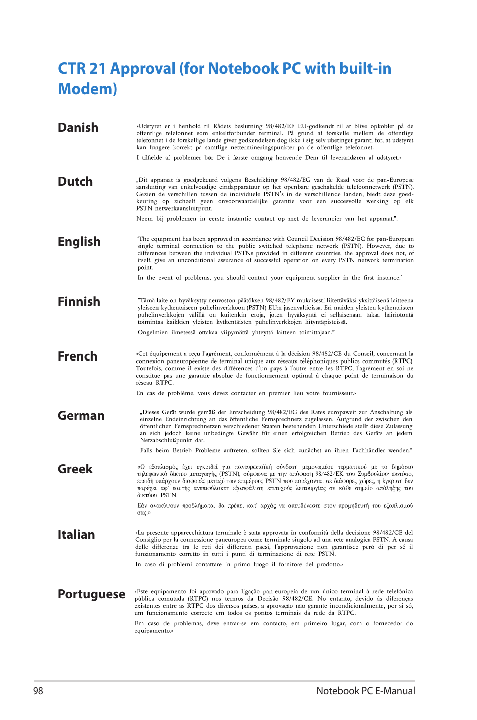 Asus X202E User Manual | Page 98 / 102