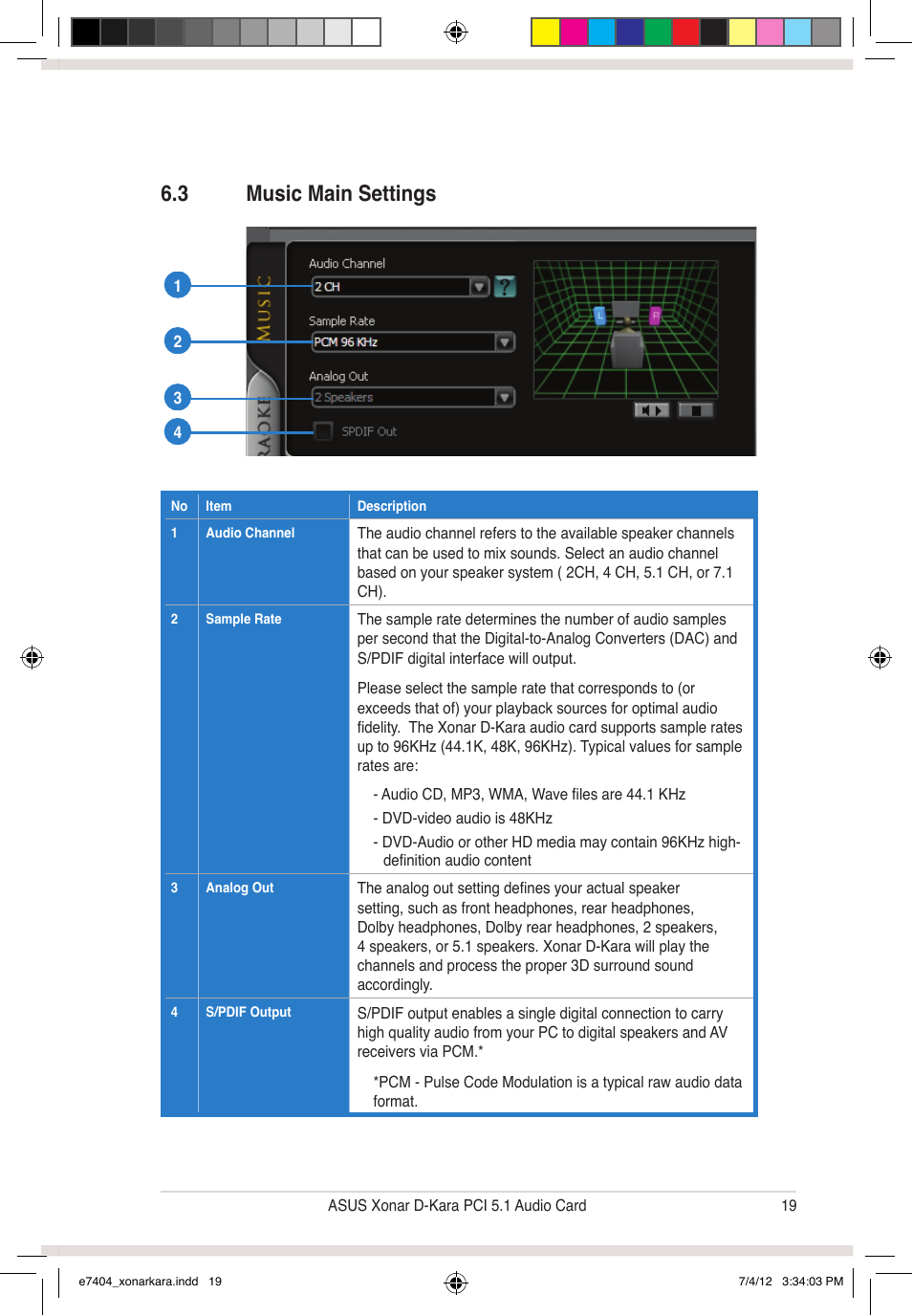 3 music main settings | Asus Xonar D-Kara User Manual | Page 25 / 44