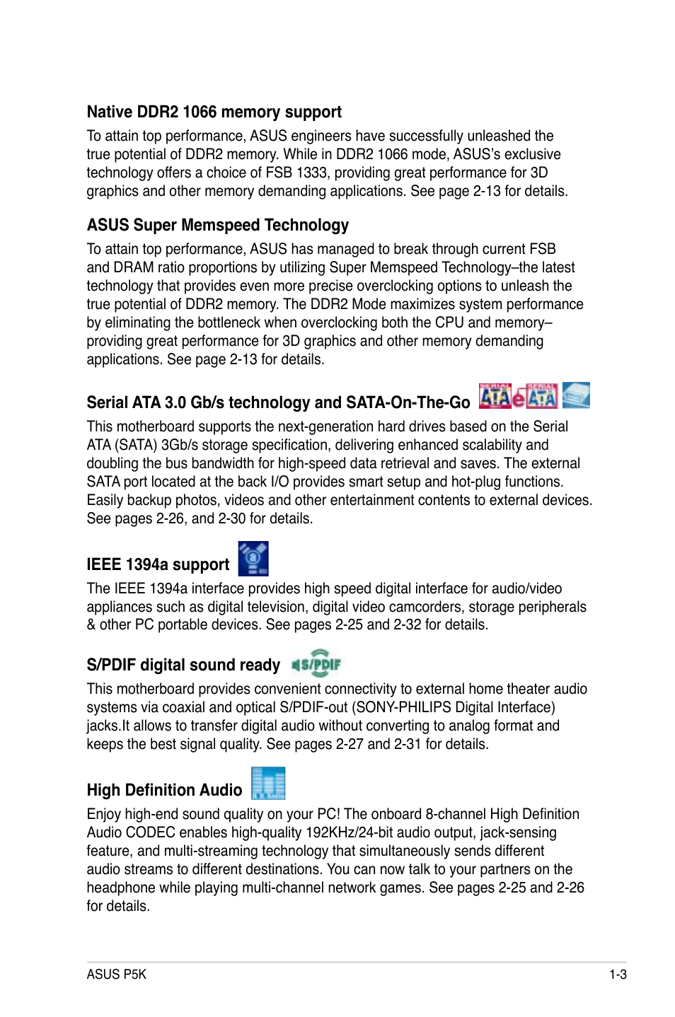 Asus P5K User Manual | Page 19 / 150