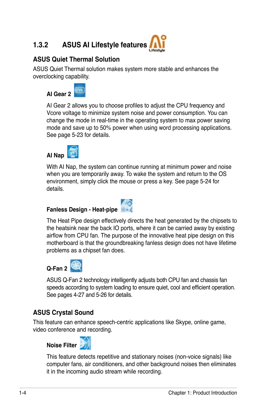 2 asus ai lifestyle features | Asus P5K User Manual | Page 20 / 150