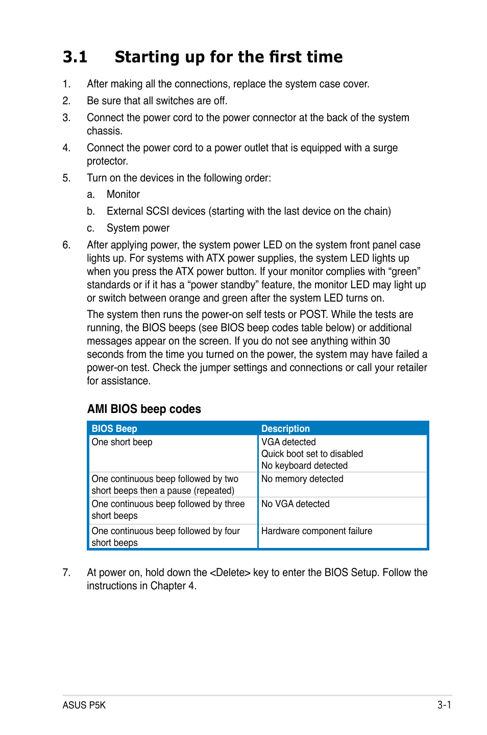 1 starting up for the first time | Asus P5K User Manual | Page 65 / 150