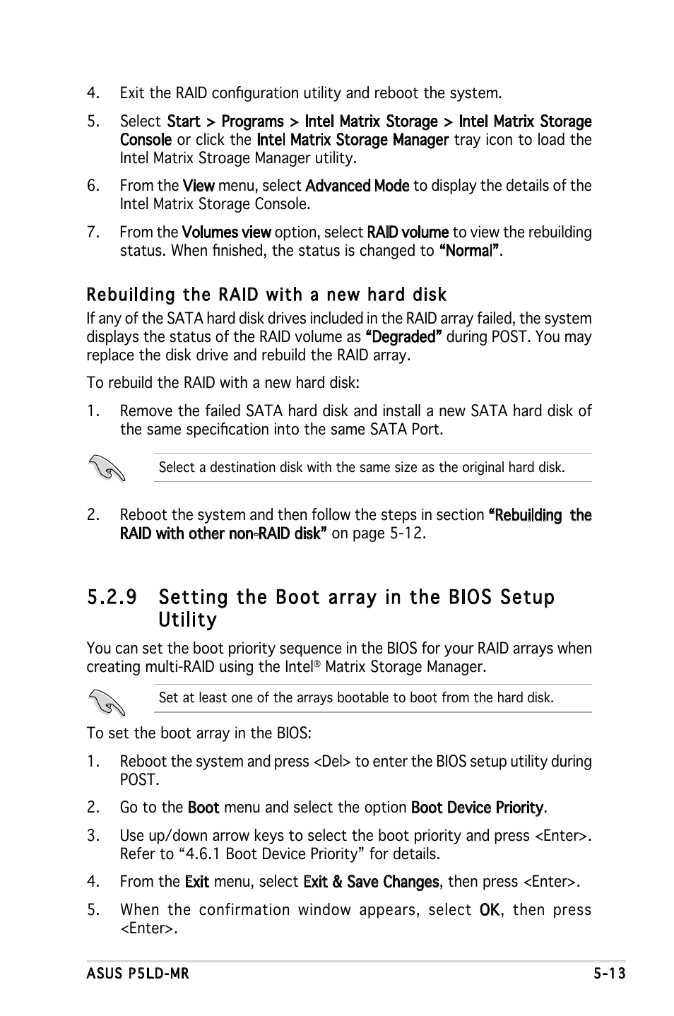 9 setting the boot array in the bios setup utility | Asus P5LD-MR User Manual | Page 111 / 160