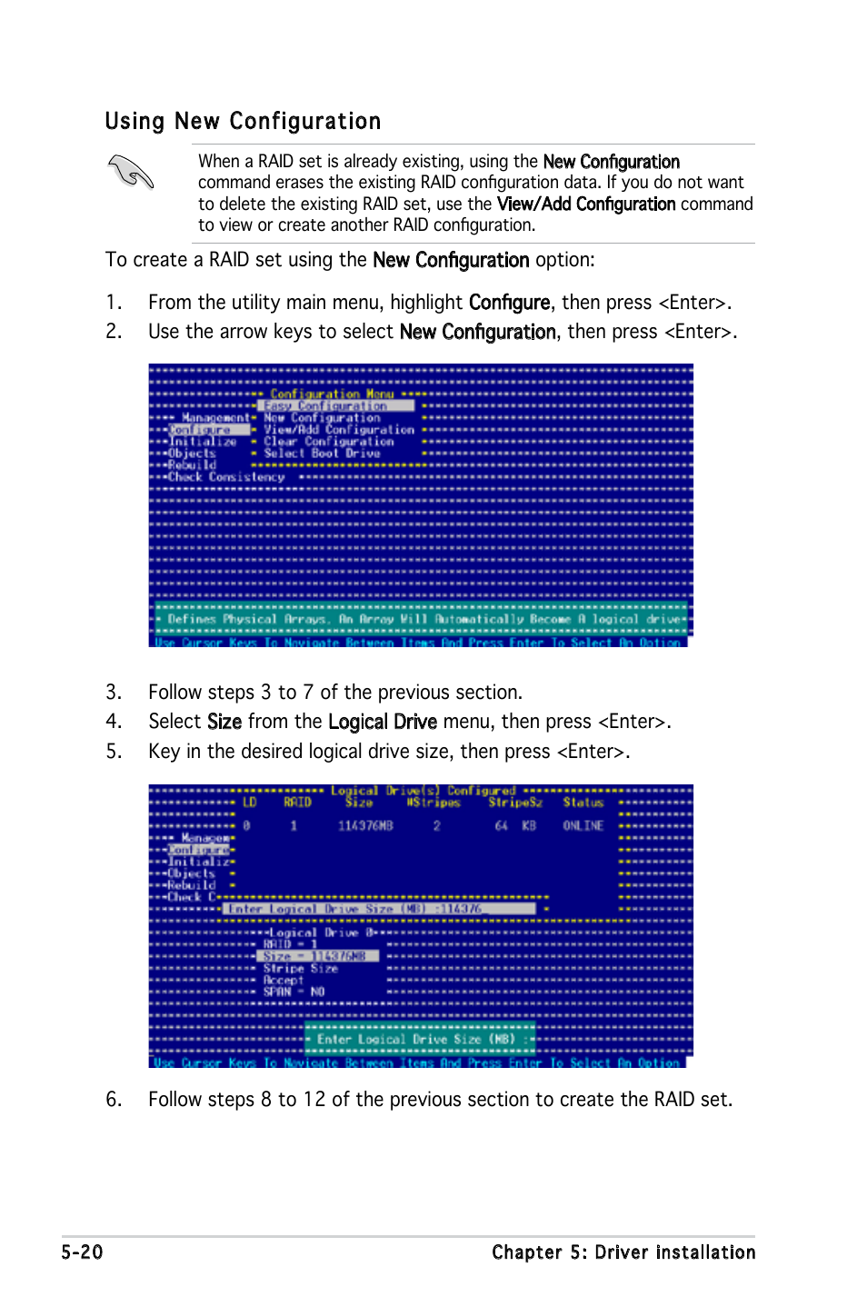 Using new configuration | Asus P5LD-MR User Manual | Page 118 / 160