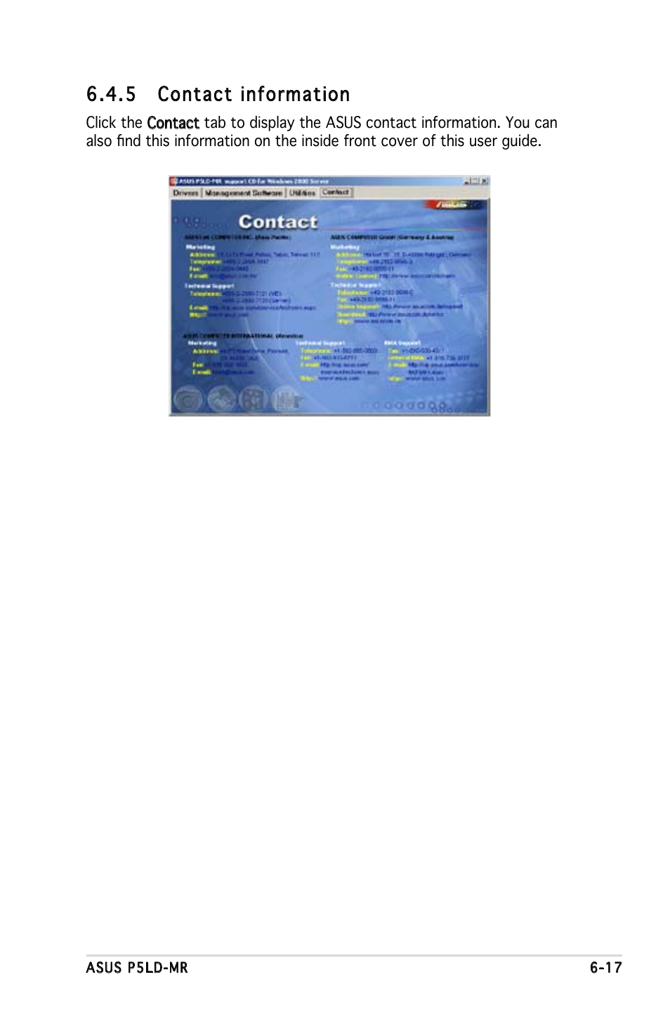 5 contact information | Asus P5LD-MR User Manual | Page 153 / 160