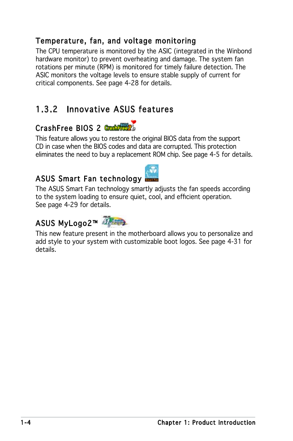 2 innovative asus features | Asus P5LD-MR User Manual | Page 18 / 160