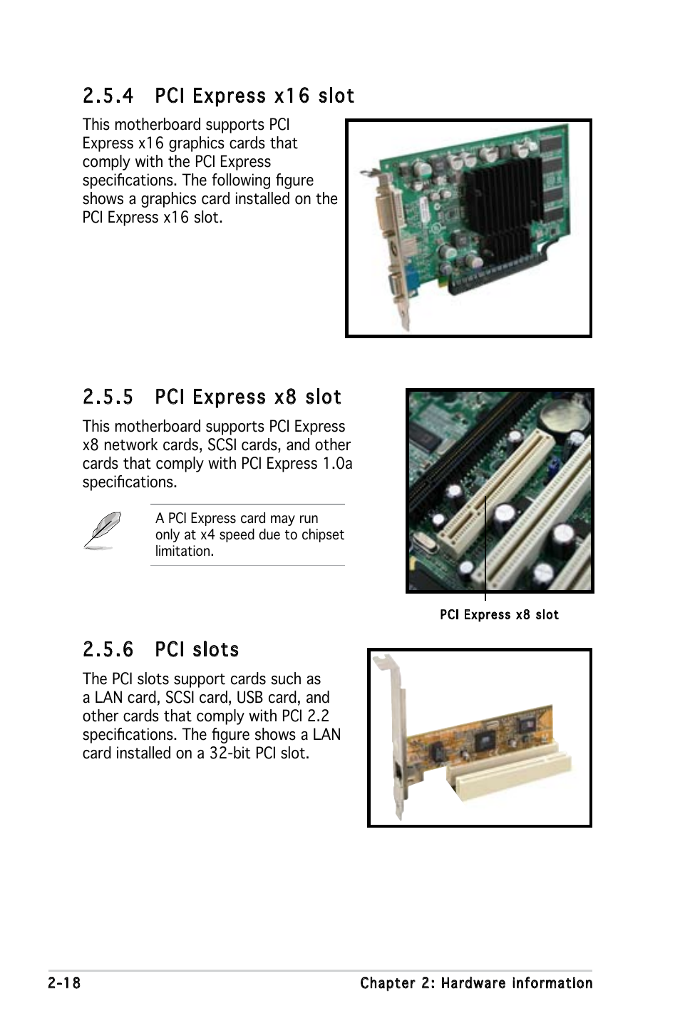 6 pci slots, 5 pci express x8 slot, 4 pci express x16 slot | Asus P5LD-MR User Manual | Page 38 / 160