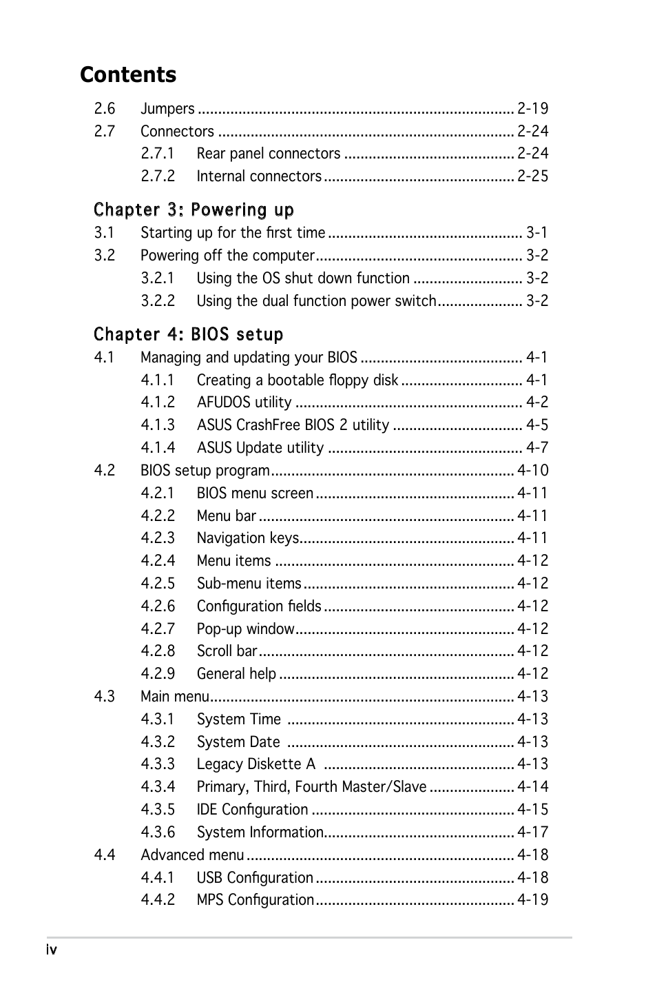 Asus P5LD-MR User Manual | Page 4 / 160