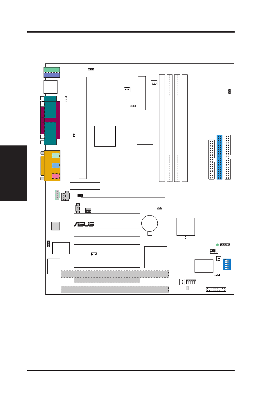 Hardware setup, 1 motherboard layout, Pci to isa bridge | Accelerated graphics port (agp pro), Intel 820, Slot1 cpu, Pci5, Pci4, Pci3 pci2 pci1 | Asus P3C2000 User Manual | Page 14 / 110