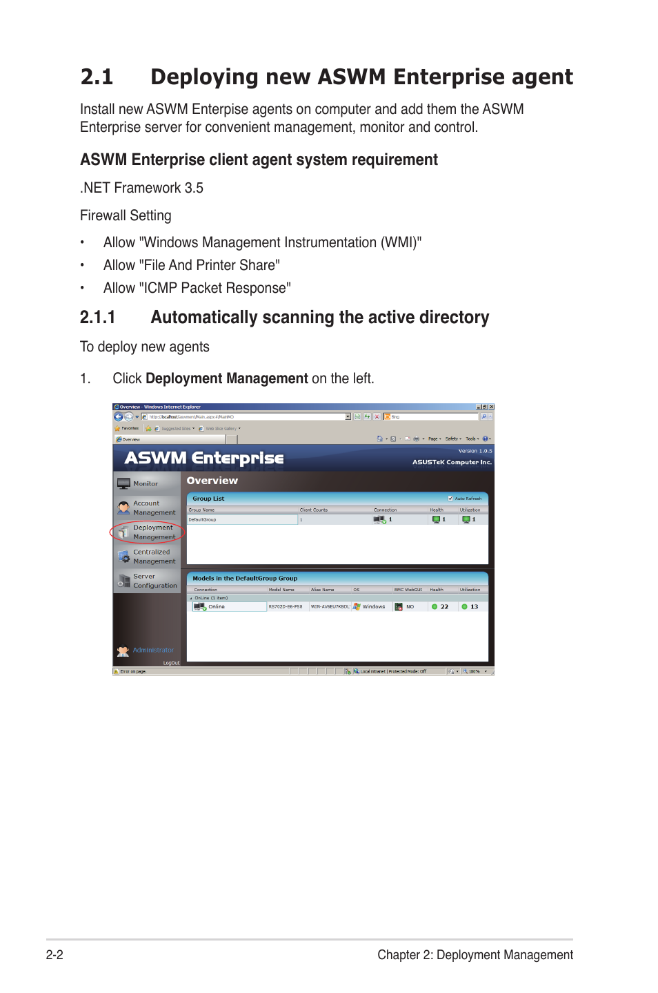 1 deploying new aswm enterprise agent | Asus ASWM Enterprise System Web-based Management User Manual | Page 20 / 78