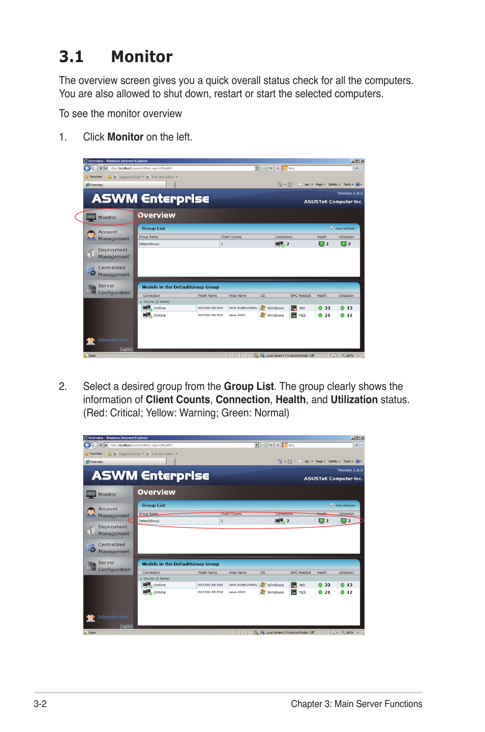 1 monitor | Asus ASWM Enterprise System Web-based Management User Manual | Page 34 / 78