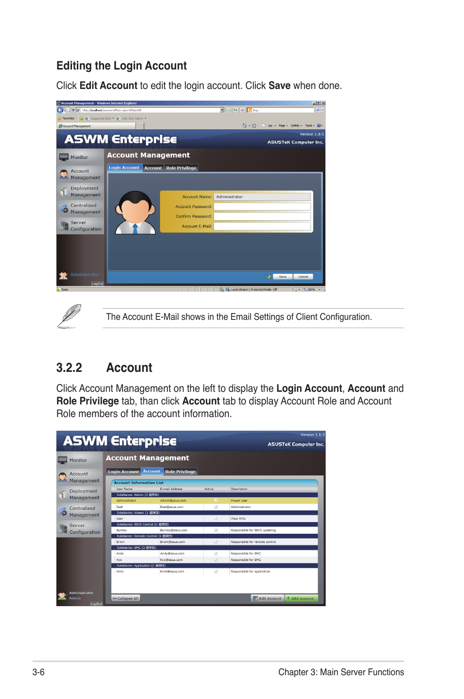 2 account | Asus ASWM Enterprise System Web-based Management User Manual | Page 38 / 78
