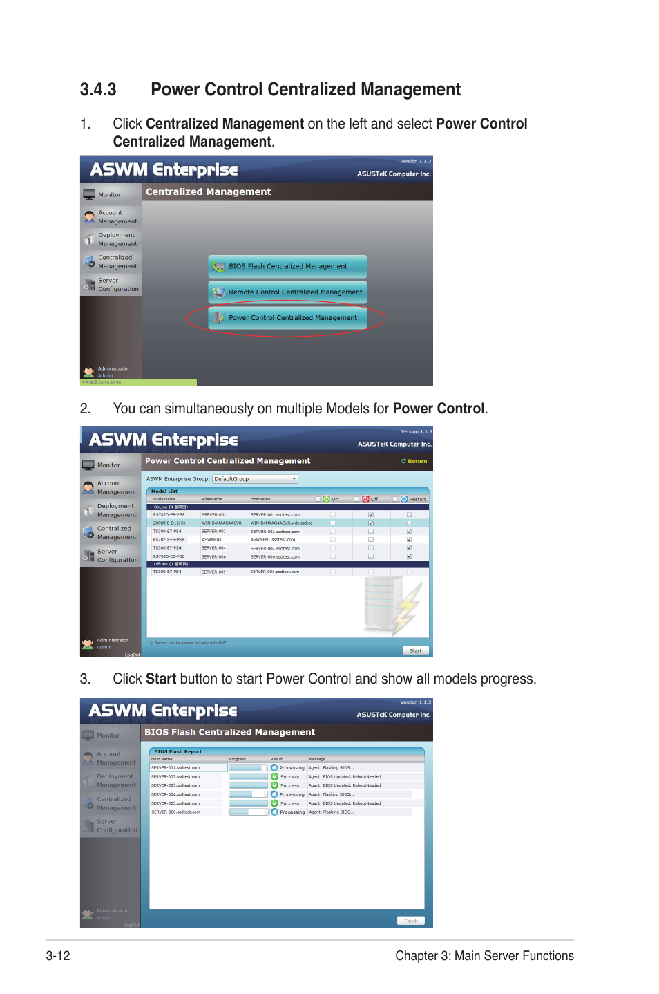 3 power control centralized management | Asus ASWM Enterprise System Web-based Management User Manual | Page 44 / 78