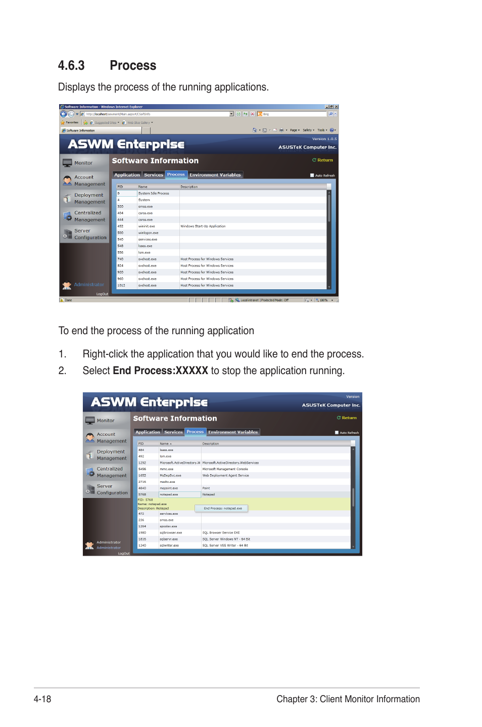 3 process | Asus ASWM Enterprise System Web-based Management User Manual | Page 66 / 78