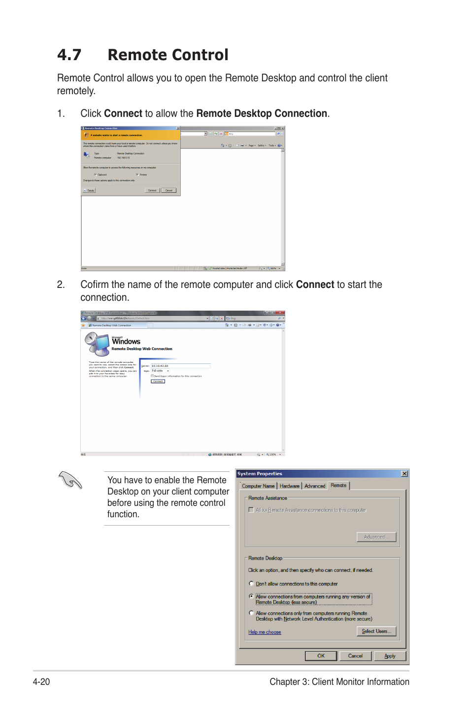 7 remote control | Asus ASWM Enterprise System Web-based Management User Manual | Page 68 / 78