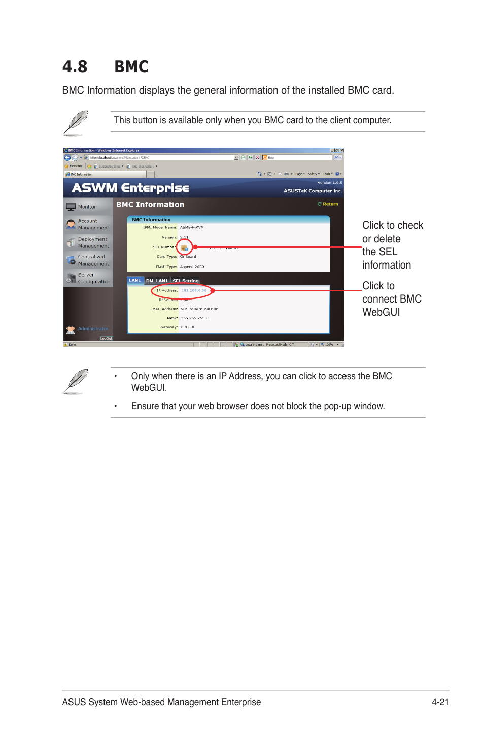 8 bmc | Asus ASWM Enterprise System Web-based Management User Manual | Page 69 / 78