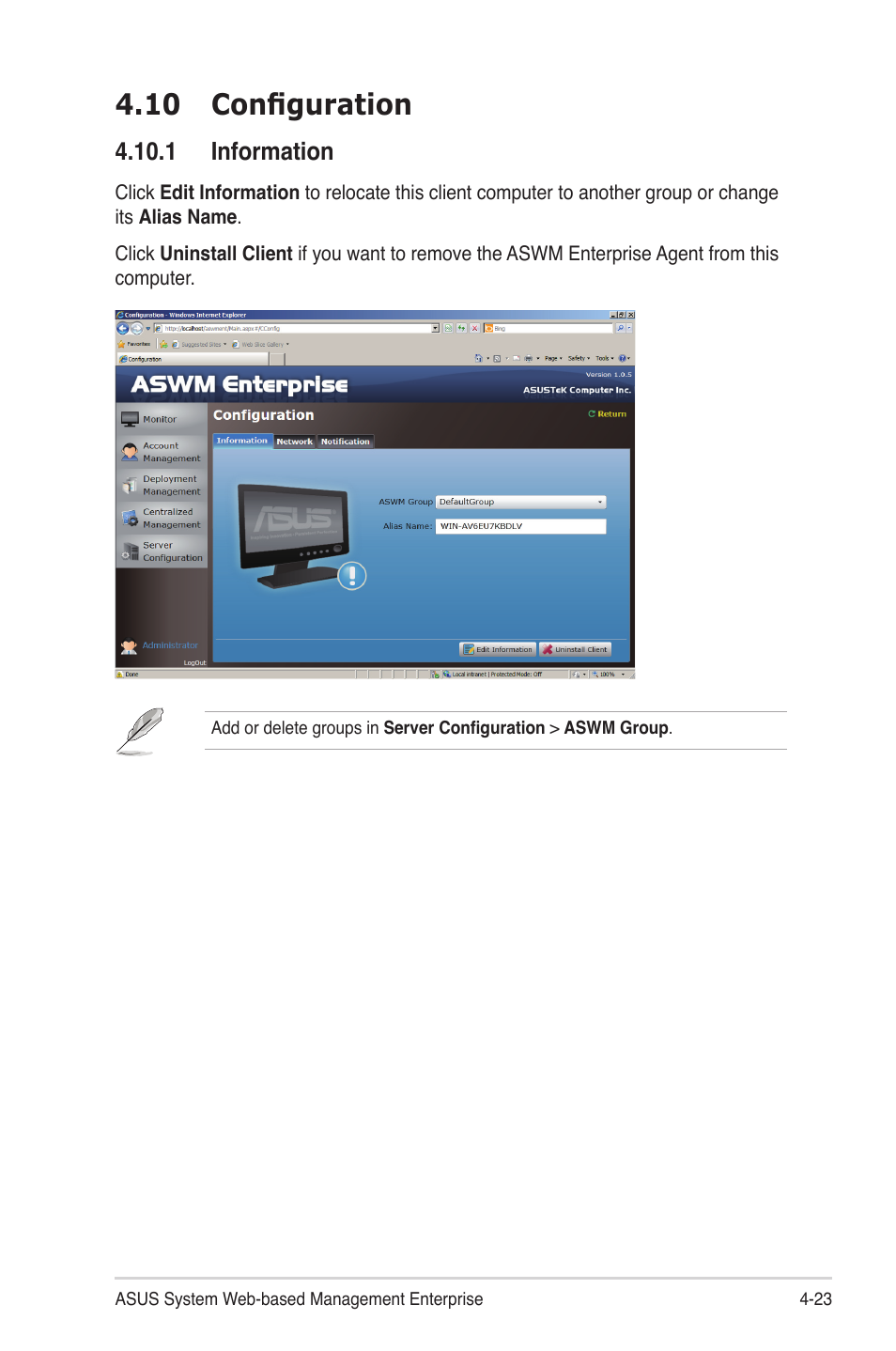 10 configuration, 1 information | Asus ASWM Enterprise System Web-based Management User Manual | Page 71 / 78