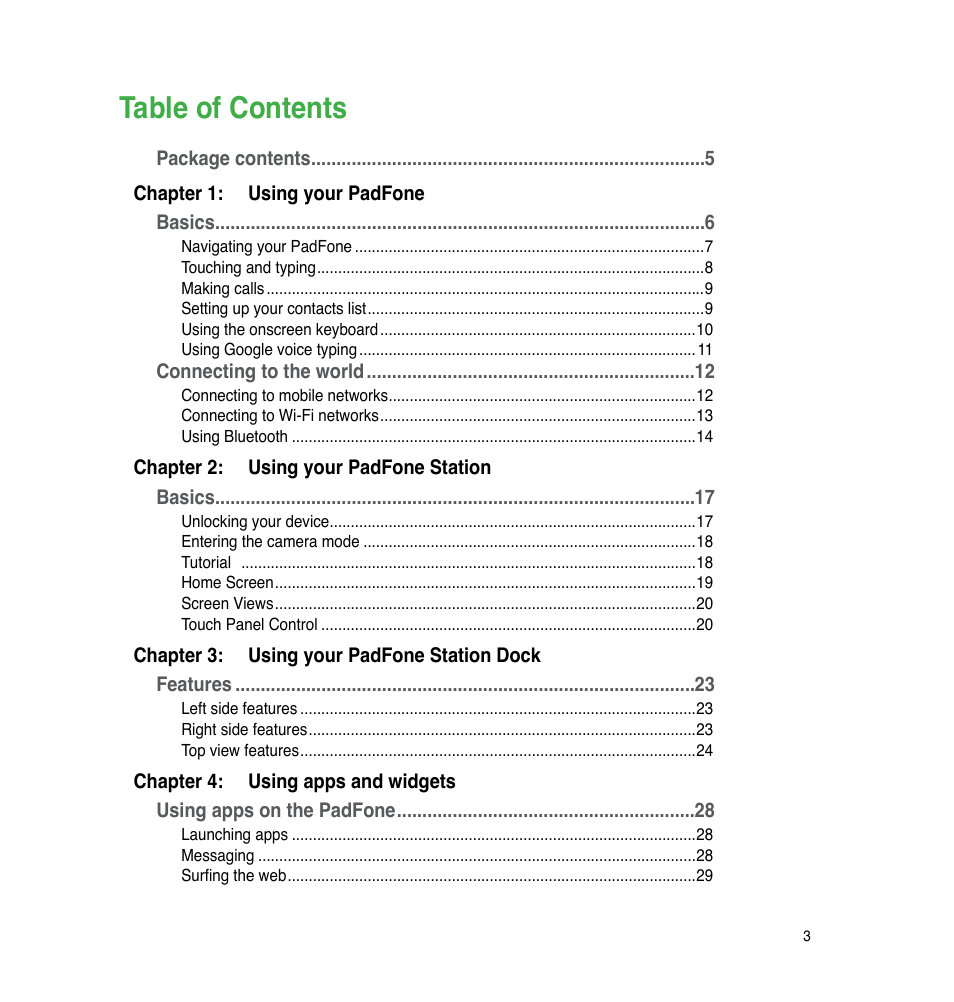 Asus PadFone User Manual | Page 3 / 106