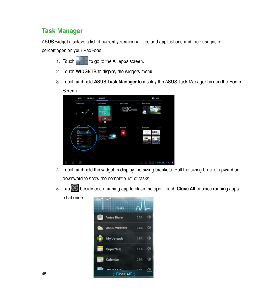 Task manager | Asus PadFone User Manual | Page 46 / 106