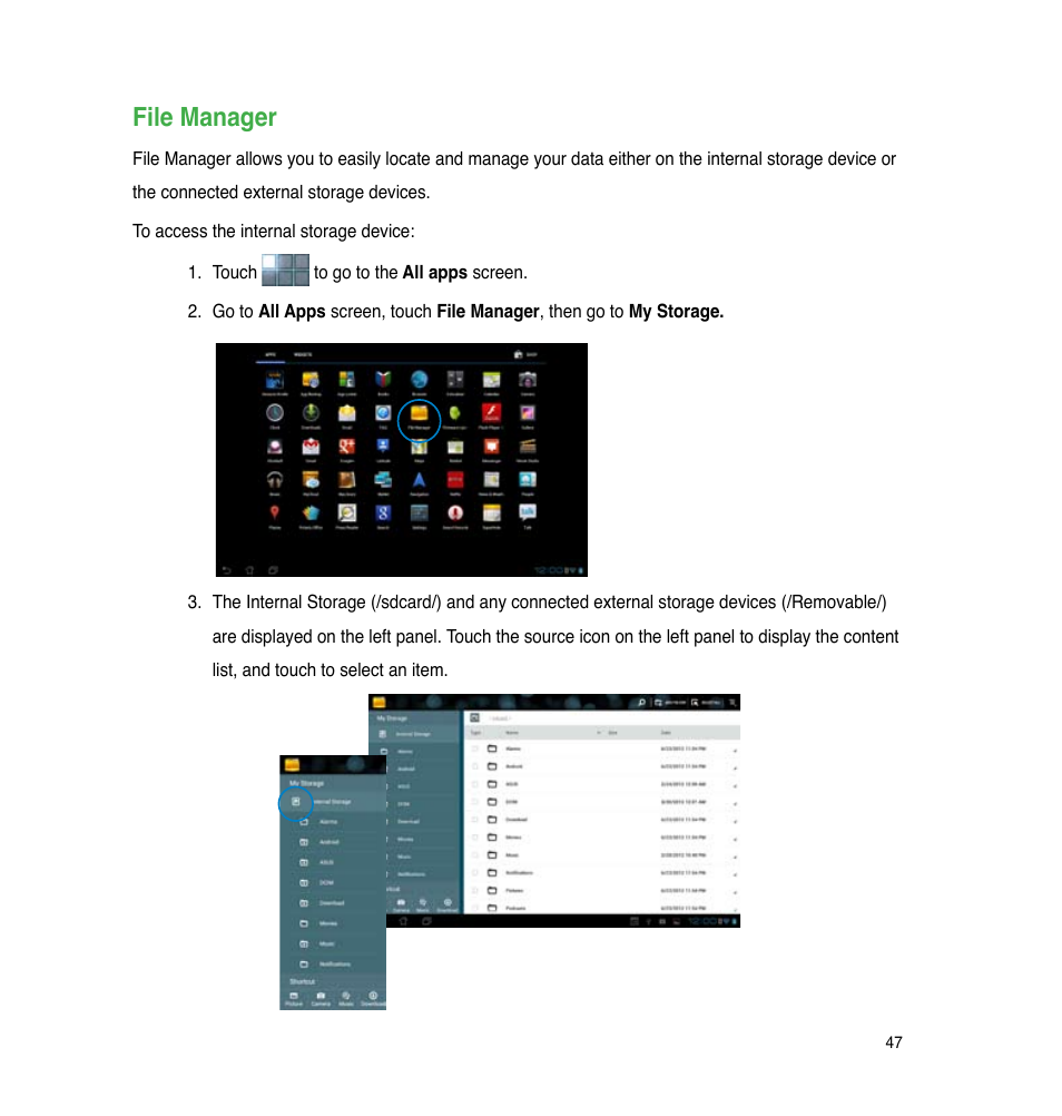 File manager | Asus PadFone User Manual | Page 47 / 106