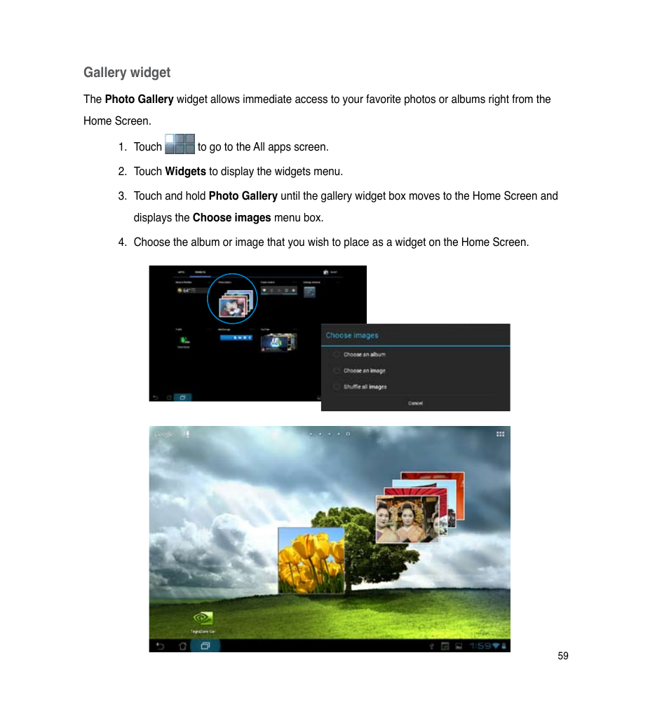 Gallery widget | Asus PadFone User Manual | Page 59 / 106