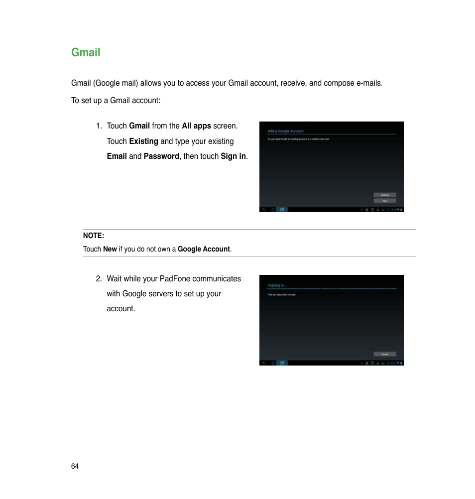 Gmail | Asus PadFone User Manual | Page 64 / 106