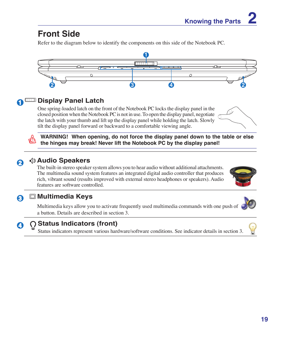 Front side | Asus G1S User Manual | Page 19 / 89