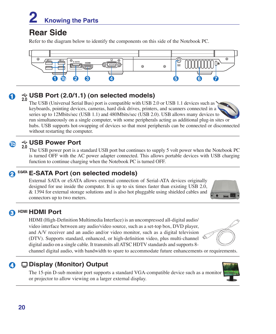 Rear side | Asus G1S User Manual | Page 20 / 89