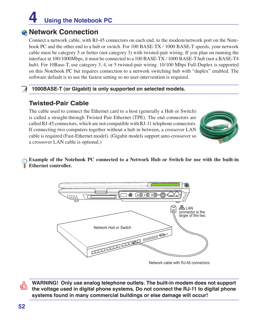 Network connection | Asus G1S User Manual | Page 52 / 89