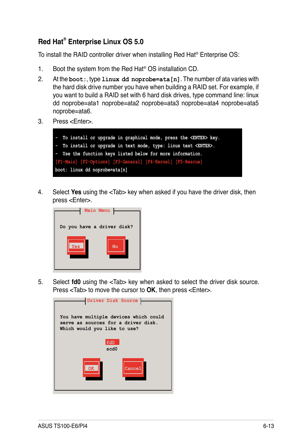 Red hat, Enterprise linux os 5.0 | Asus TS100-E6/PI4 User Manual | Page 137 / 148