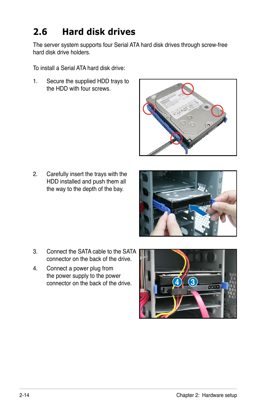 6 hard disk drives, Hard disk drives -14 | Asus TS100-E6/PI4 User Manual | Page 32 / 148