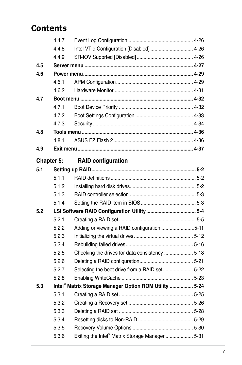 Asus TS100-E6/PI4 User Manual | Page 5 / 148