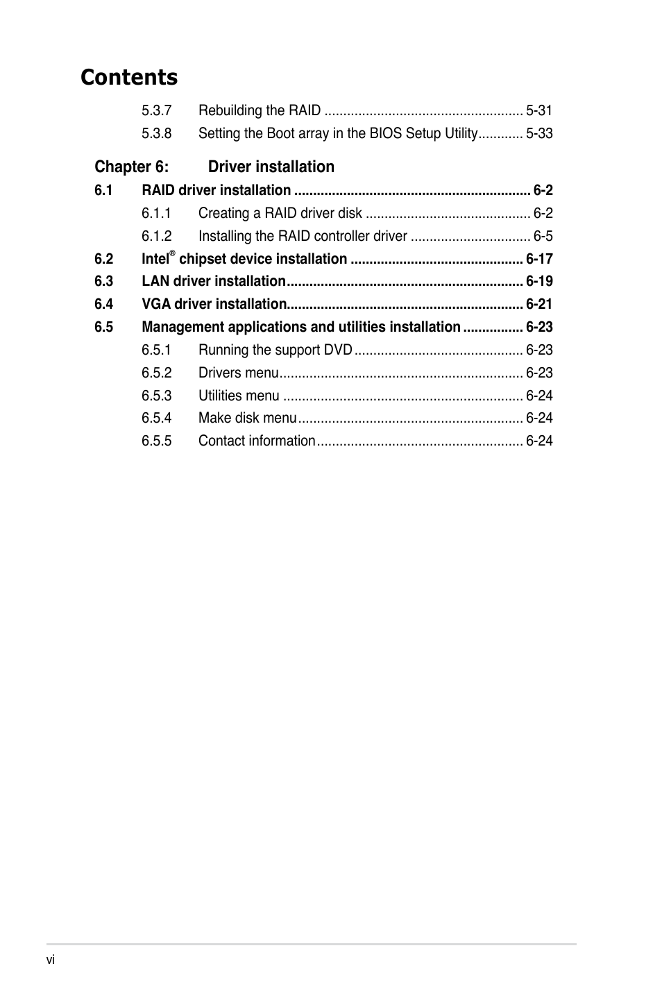 Asus TS100-E6/PI4 User Manual | Page 6 / 148