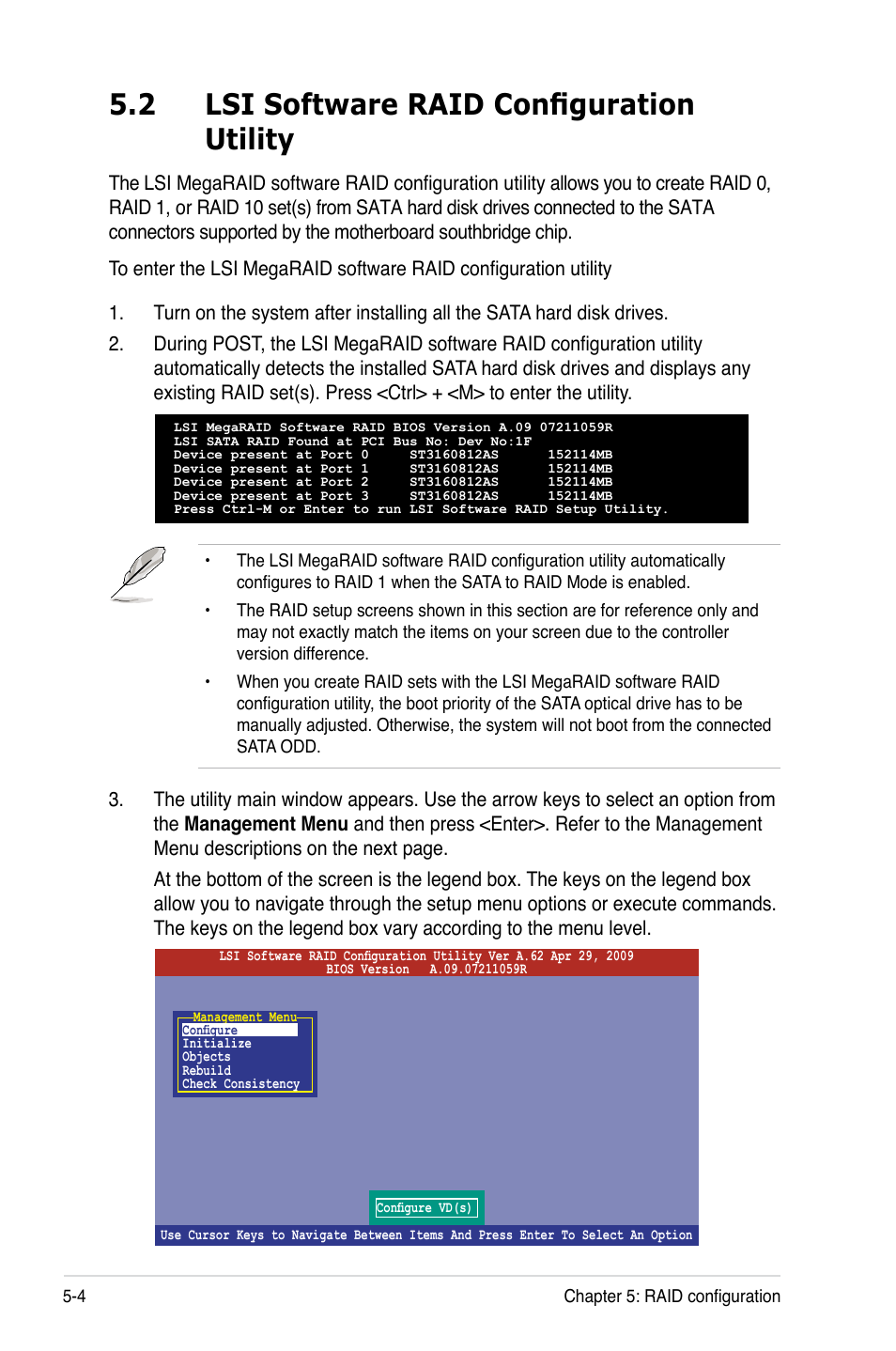 2 lsi software raid configuration utility, Lsi software raid configuration utility -4, 2 lsi software raid configuration utility | Asus TS100-E6/PI4 User Manual | Page 94 / 148