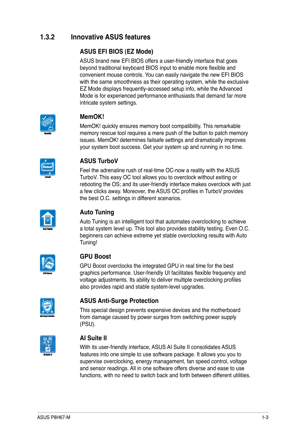 2 innovative asus features | Asus P8H67-M User Manual | Page 15 / 76