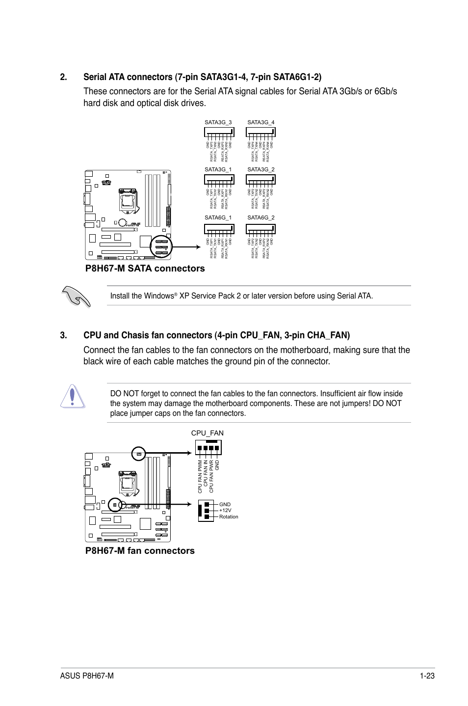 P8h67-m fan connectors, Install the windows, Cpu_fan | Asus P8H67-M User Manual | Page 35 / 76