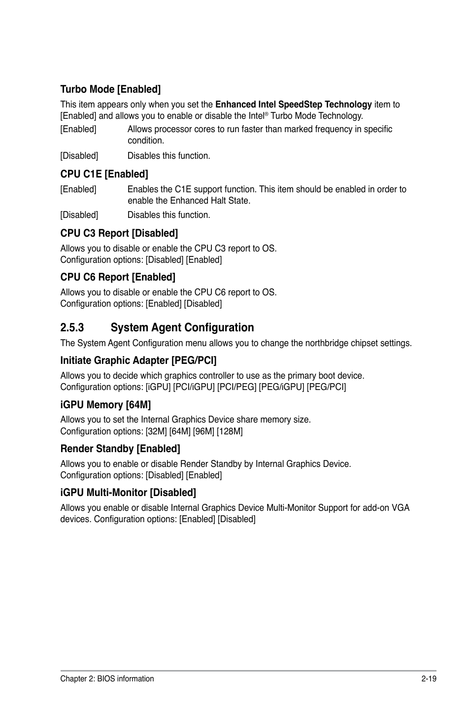 3 system agent configuration | Asus P8H67-M User Manual | Page 63 / 76