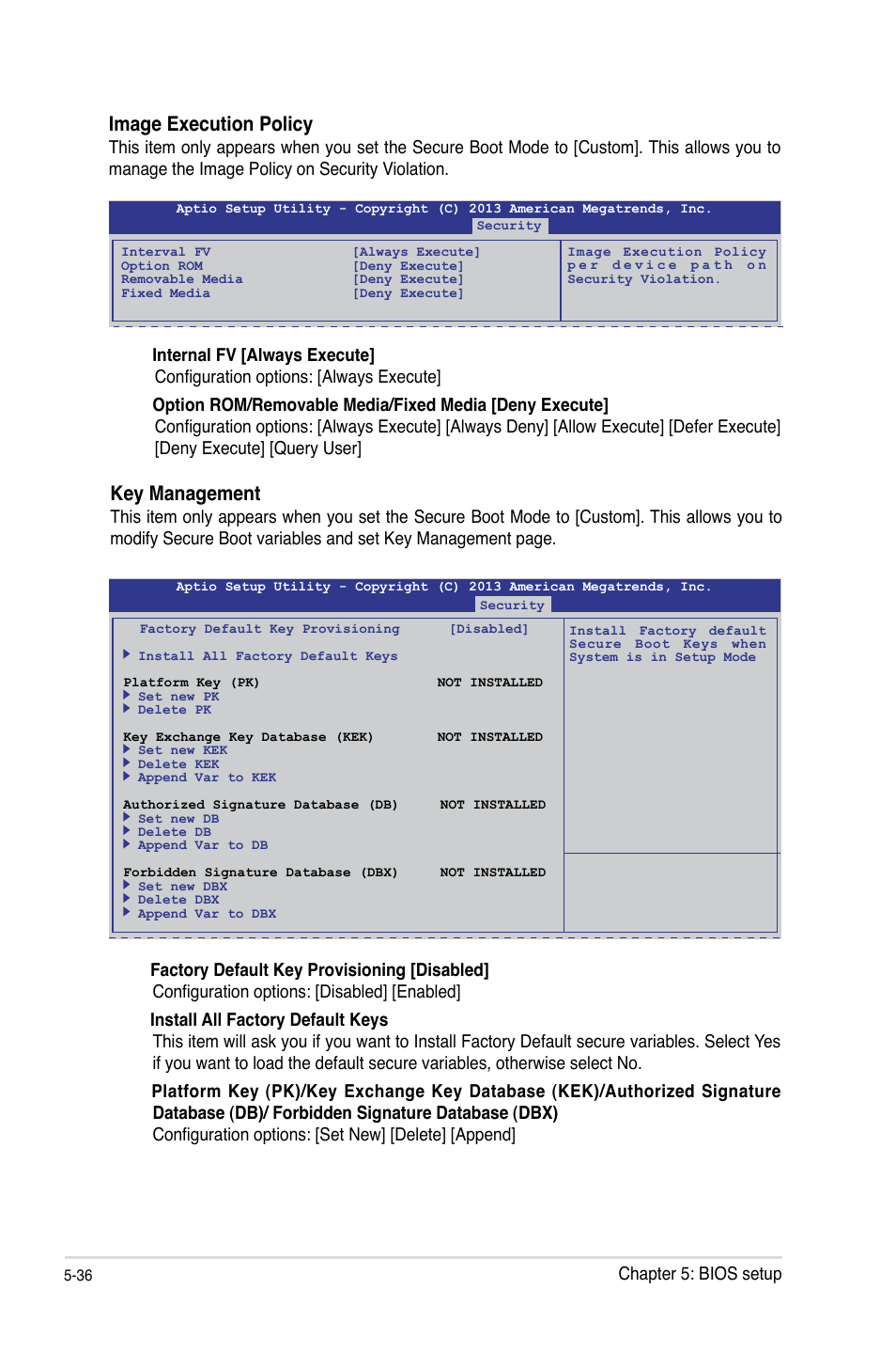 Key management, Image execution policy | Asus RS100-E8-PI2 User Manual | Page 106 / 158